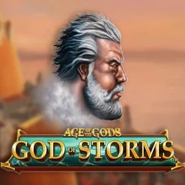 Age Of The Gods: God of Storms online game logo by Playtech on catsspinscasino.com