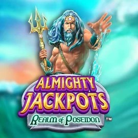 Almighty Jackpots – Realm of Poseidon logo – Jackpots by Novomatic at Catspins Casino