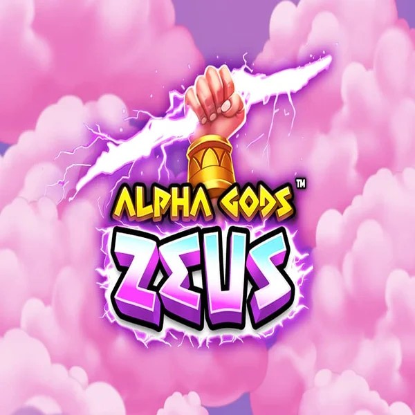 Alpha Gods Zeus slot logo by PearFiction Studios at Catspins Casino